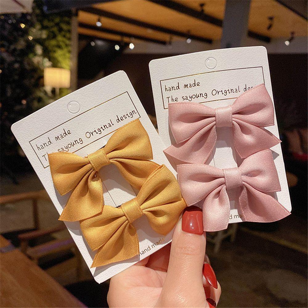 2Pcs Sweet Hair Accessories Little Girl Kids Hair Clips Bow Headgear Baby Hairpins Bowknot Barrettes