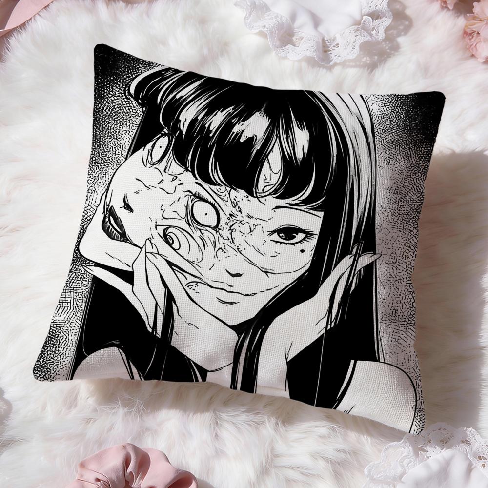 J-Junji Ito Terror Horror Cushion Cover Premium Comfort Reversible Pillow Cove -Two in One Design for Any Room & Car Interior