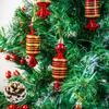 Christmas tree baubles 6 pcs candy PRL red gold plastic Christmas tree babka
