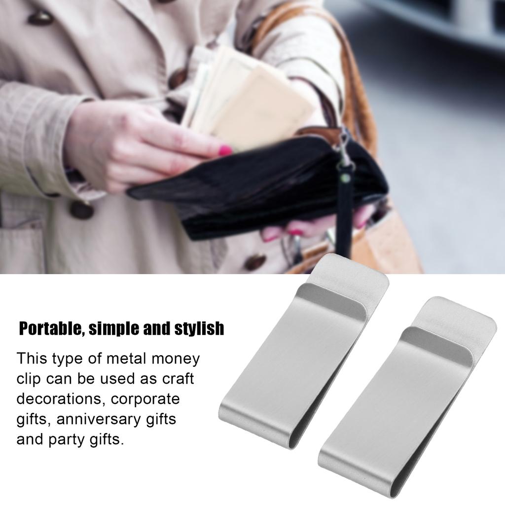 2Pcs Metal Money Clips Stainless Steel SpecialShaped   Wallets Credit Cards Holders for Men(Gold )