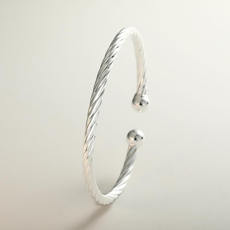S999 Pure Silver One Meter Sunshine Women's Silver Twisted Pattern Bracelet Personalized Foot Silver Bracelet Simple and Versatile Gifts for Girls