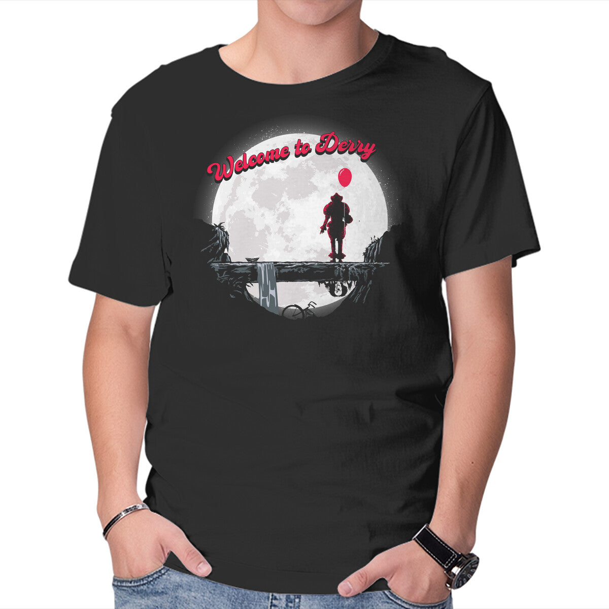 Unisex Crew Neck T-Shirt The Derry King Graphic Short Sleeve Casual Tee XXXL