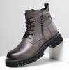 Motorcycle High -top Leather Shoes Men Fashion Outdoor Warm Plush Ankle Boots Male Quality Snow Boot Footwear