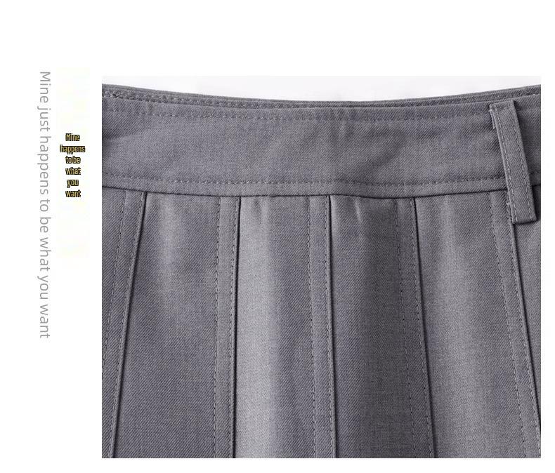 Women's High-Waisted A-Line Pleated Skirt - Spring 2025 Collection, Elegant Medium-Long Length