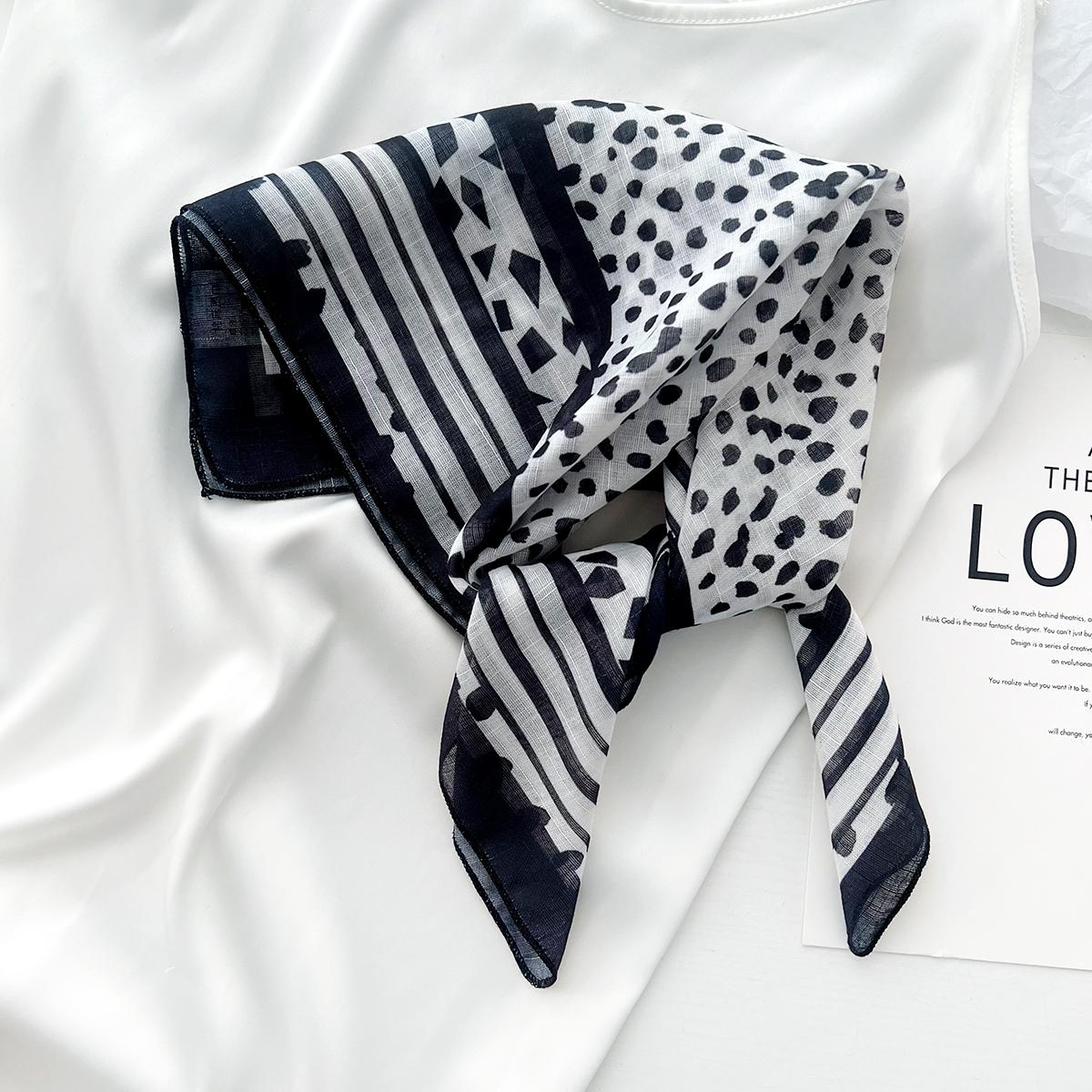 

Летний Хлопок И Лен 58X58 Маленький Квадратный Шарф Леопардовый Принт Защита Шеи Маленький Шарф Декоративный Дорожный Солнцезащитный Платок Головной Платок Женский Шарф 58-58cm