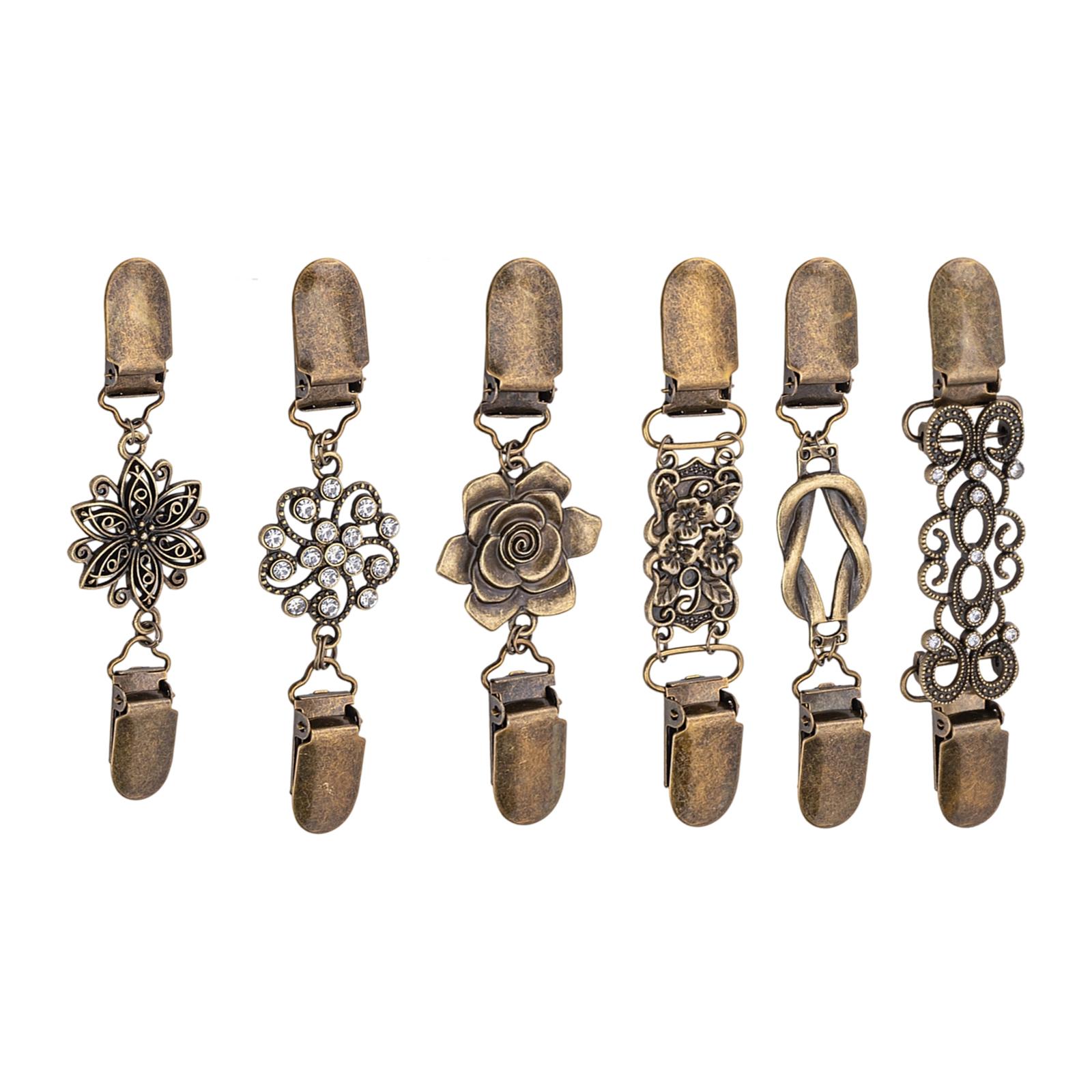 

6 шт. Зажим для кардигана Винтажный зажим для свитера Зажим для воротника шарфа Металлический зажим Зажим для свитера-шали Застежки Булавка для кардигана разноцветный