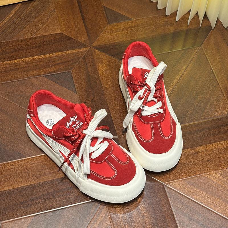 6 red niche design board shoes women's trendy retro platform versatile casual sports shoes