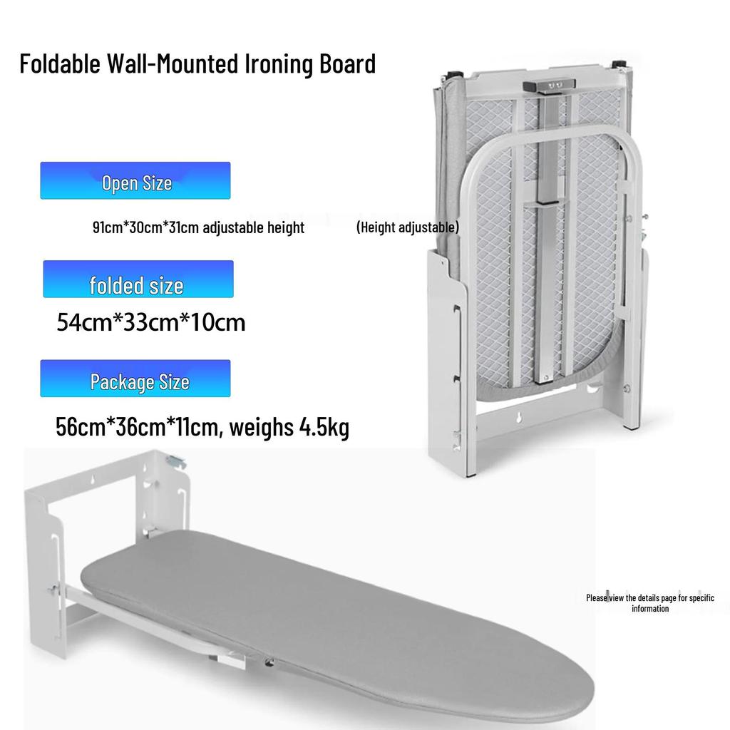Wall-Mounted Adjustable Folding Ironing Board - Breathable, Anti-Scald, High-Temperature Resistant