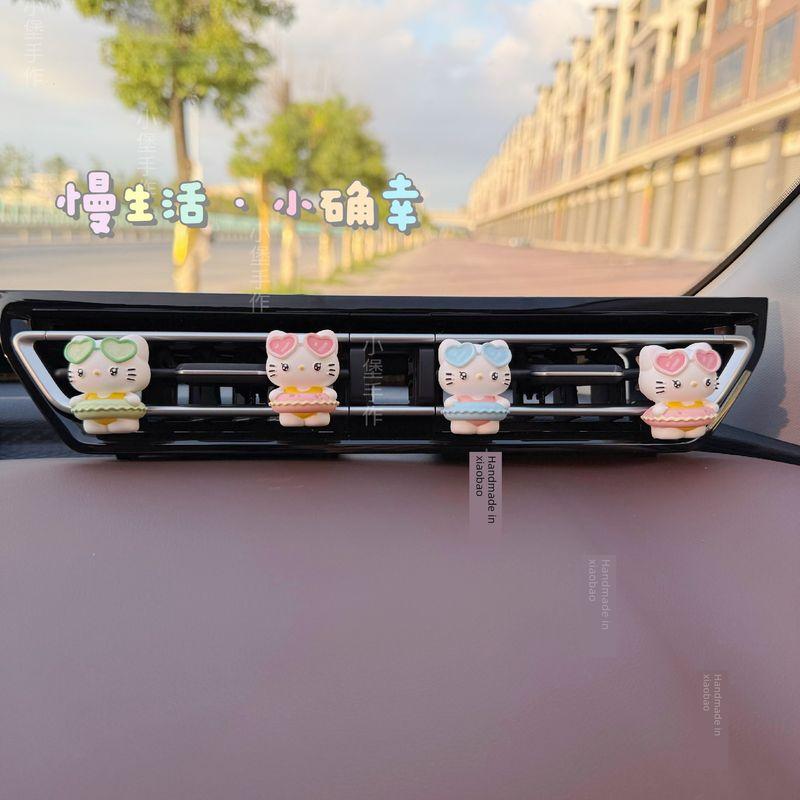 Ins-Style Cute Cartoon Kt Cat Car Air Vent Ornament Car Diffuser Stone Gypsum Decoration Car Interior Accessories for Women