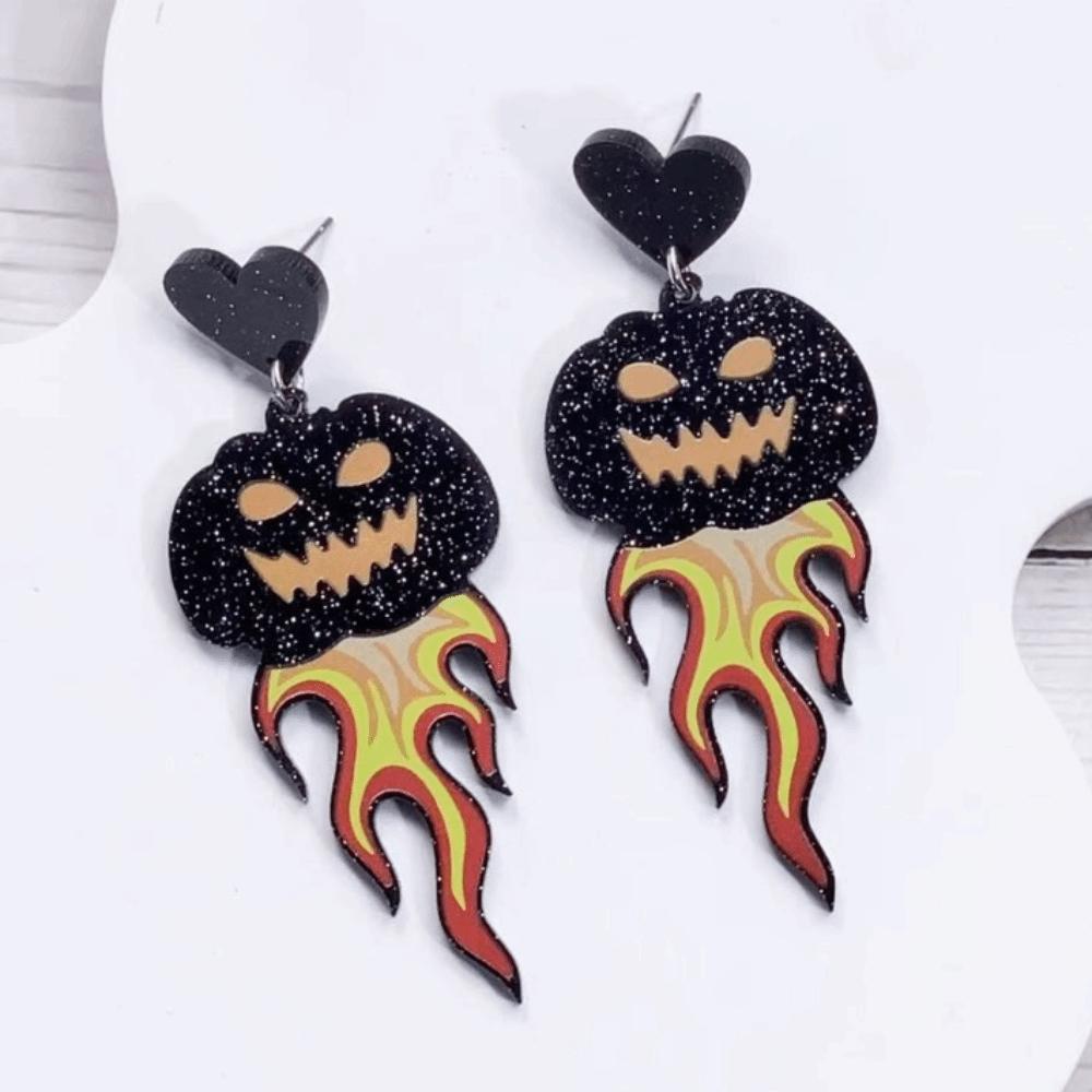 

1 Pair Alien Halloween Earrings UFO Pumpkin Dangle Earrings Trendy Cute Ghost Ear Studs Gift Pumpkin
