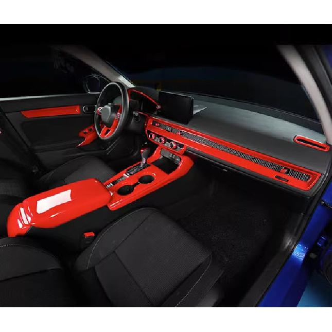 Glass Window Switch Lock Panel Trim 4* For Honda Civic 11th - Bright Red