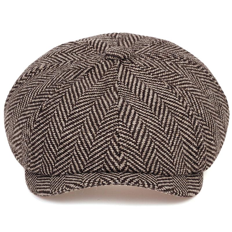 Classic Herringbone Men Trucker Newsboy Caps Winter Outdoors Warm Beret Hats Street Artist Painter Cap Hat