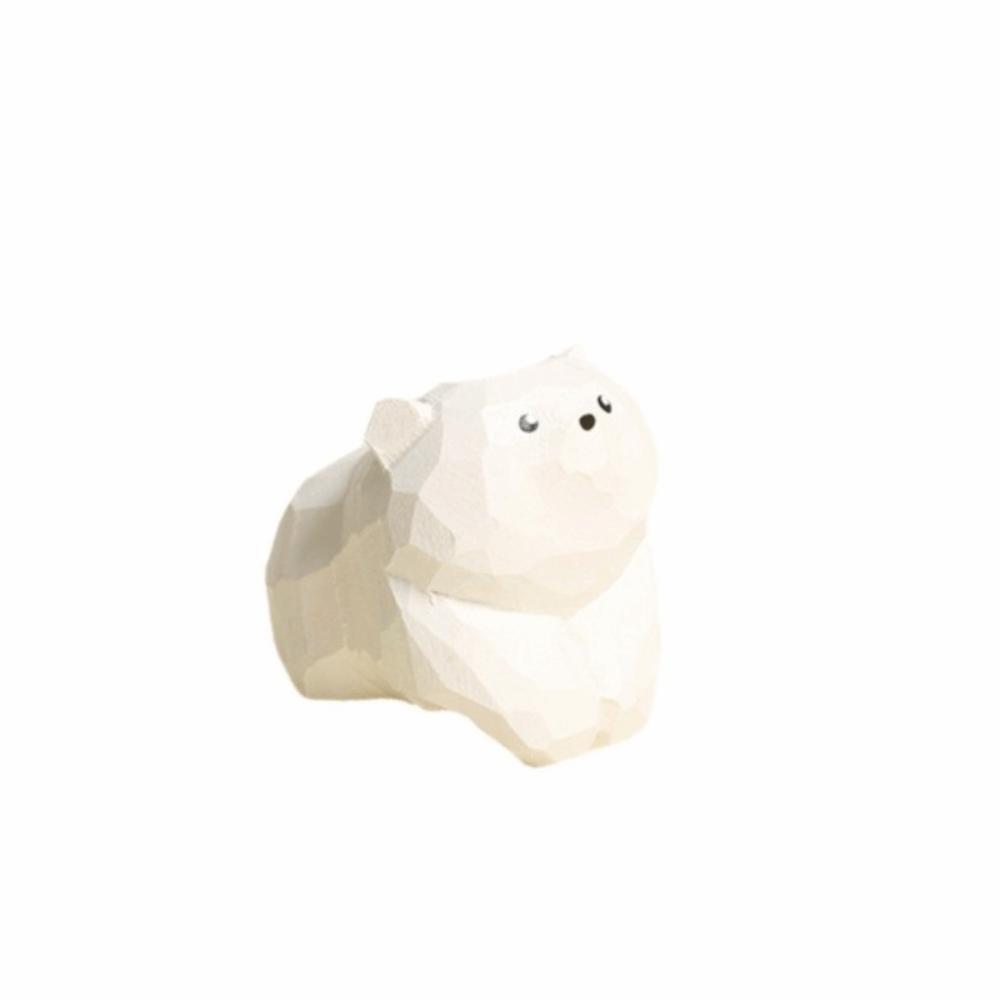 Cute Wooden Carving Ornament Decoration Mini Bear Statue Cuddly Wooden Bear Figurines  Gift
