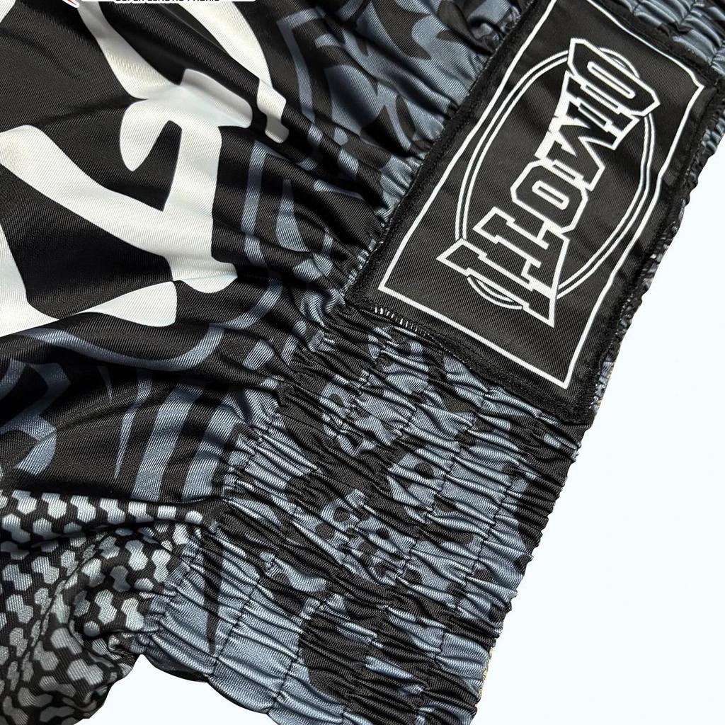 Black Gray Muay Thai Kickboxing Boxing MMA UFC Casual Shorts Gym Sport Unisex Men Women Workout Quick Dry Print Elastic High Waist Training