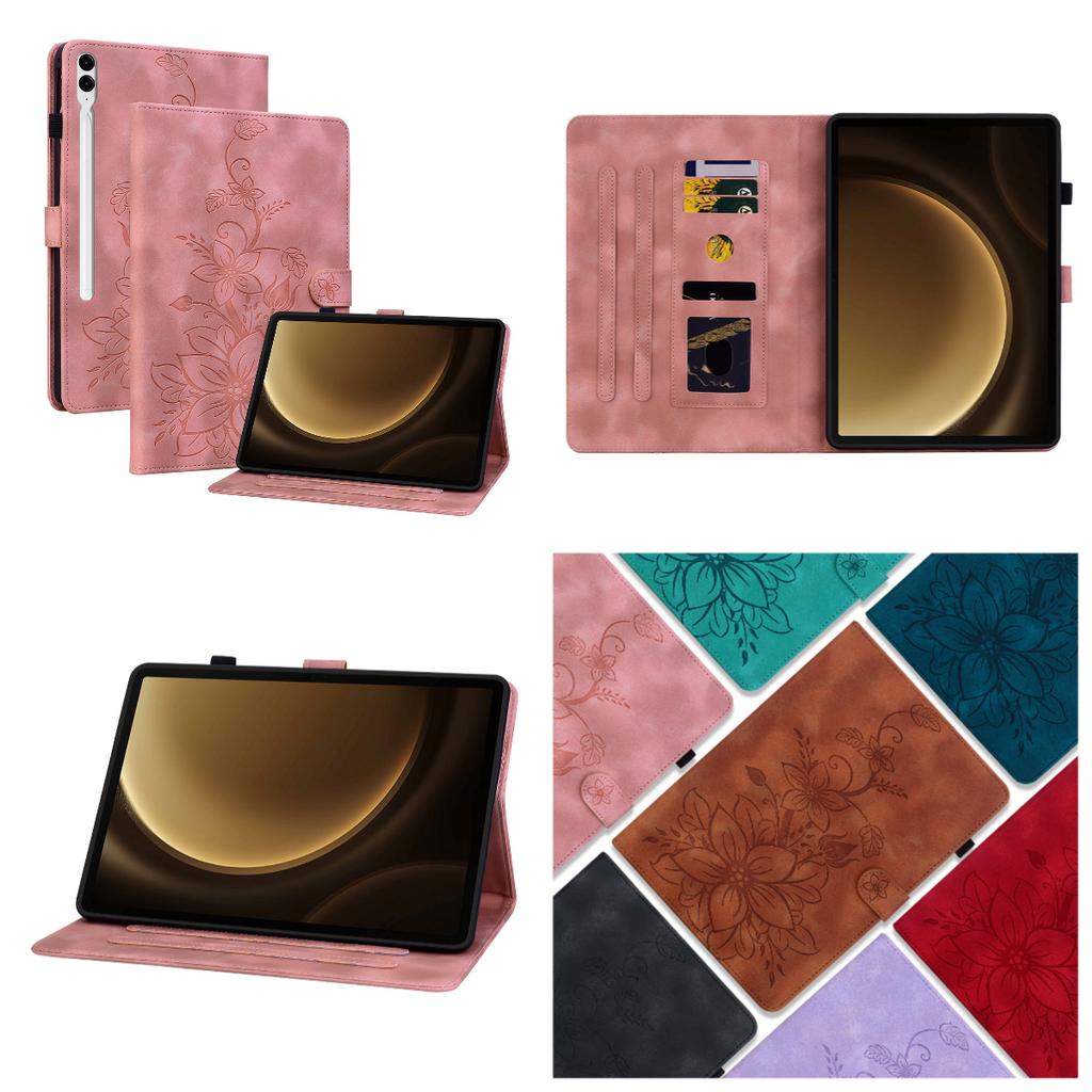 Για Samsung Galaxy Tab S10+ / Galaxy Tab S10+ (12,4 ιντσών) (SM-X820;SM-X826B).Θήκη Tablet από δέρμα PU με ανάγλυφο σχέδιο και λουλουδάτο σχέδιο