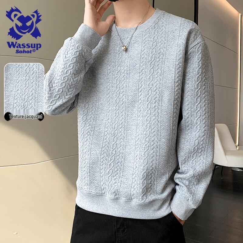 Wassup Sohot Men's Round Neck Long Sleeve Top