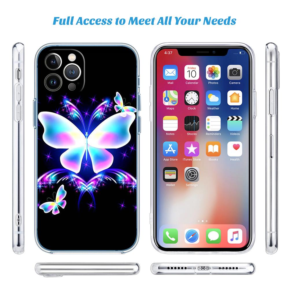 LO26 Colorful Butterfly Soft Shell Transparent Phone Case for Samsung Galaxy A04 A04S A14 A23 A34 A54 M23 M33 M52 M53