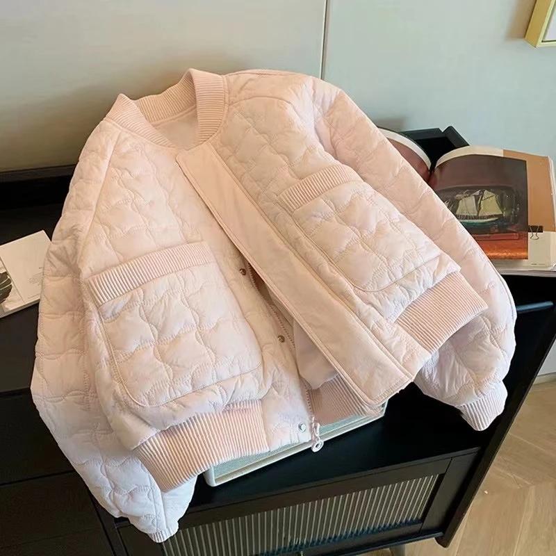 Solid Color Zipper Pocket Button Long Sleeve Round Neck Women's Cardigan Casual Top