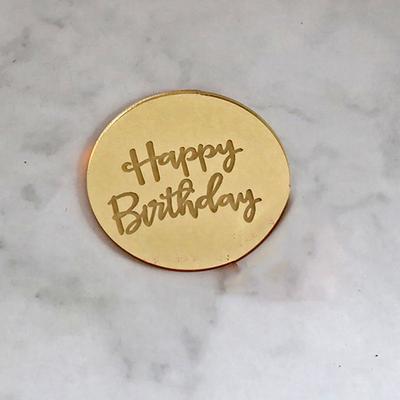 10Pcs Happy Birthday Cupcake Topper Acrylic Rose Gold Circle Cake Topper