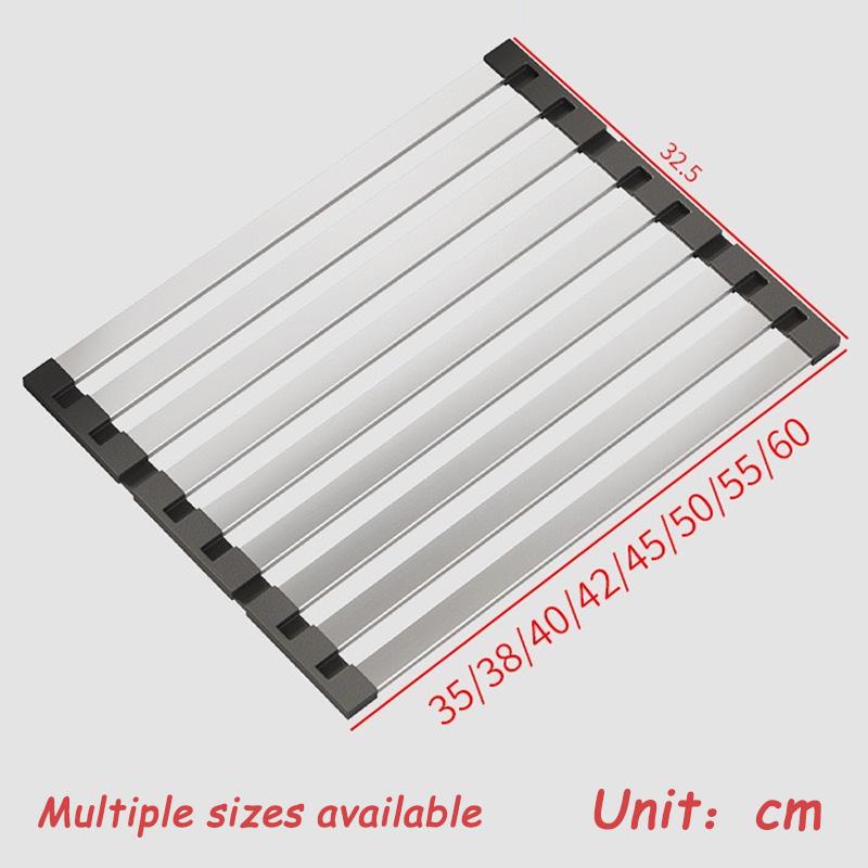 WV 304 Stainless Steel Kitchen Sink Drain Rack Sink Bowl Dish Storage Rack Foldable,Anti-scald Retractable Drain Basket Shelf