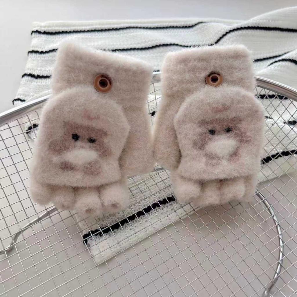 2-7 Years Old, Children's Flip Gloves 25 Autumn and Winter Boys and Girls Writing Gloves Cute Cartoon Thermal Gloves