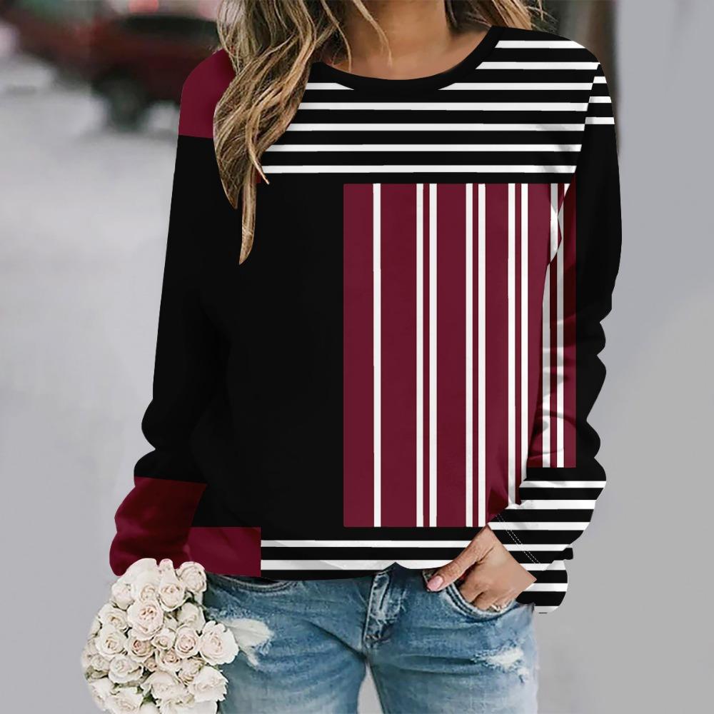 2025 Autumn and Winter  Fashion Round Neck Long Sleeve Printed Elegant Casual Loose