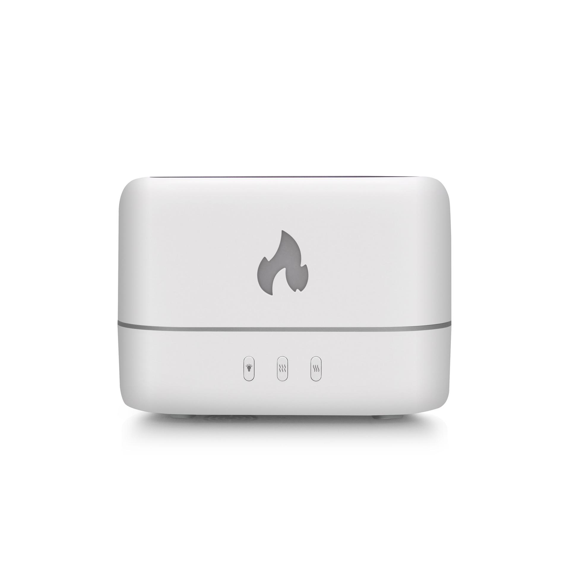 2026 USB Silent Essential Oil Fireplace Aroma Diffuser - Small Desktop Bonfire with Automatic Spray белый