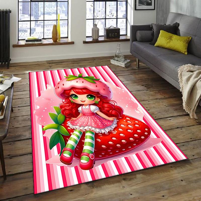 1pc Strawberry Princess6 Design Area Rug - Non-Slip, Soft & Cozy Floor Mat for Living Room, Bedroom, Office - Indoor/Outdoor Decorative Carpet
