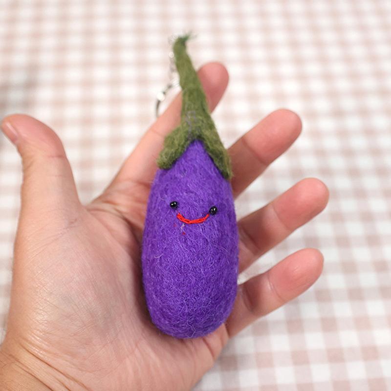 Niedlicher Cartoon Gemüse Plüsch Schlüsselanhänger Kreative Wollfilz Strick Schlüsselanhänger Stofftier Spielzeug Anhänger für Kindergeschenke