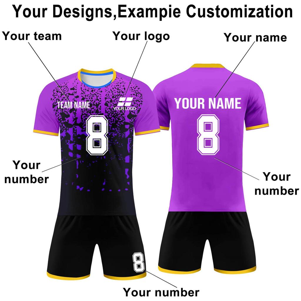 Custom Soccer Jersey Set Personalized Team Uniforms Quick Dry Sportswear for Youth and Adults with and Number