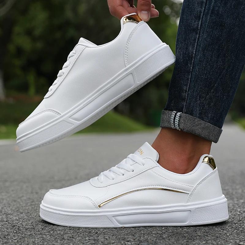 Men's All Black Synthetic Leather Sneakers Trendy Low Top Skateboard Shoes Comfortable High Quality Casual Sports Walking Shoes