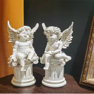 1PC Garden Decoration French Light Luxury Angel Gardening Ornament Retro Cute Garden Roman Column Angel Ornament Decoration