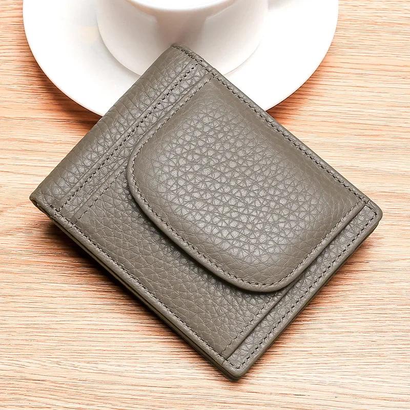 Kleine Münztasche Kartenhalter Mini-Geldbeutel Tragbare Clutch Neu Herren Echtes Leder Geldbörsen Männlich Rindsleder Geldbörsen Mann