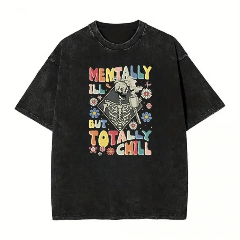 

Men s T-Shirt - Loose Fit Streetwear Tee with Bold Graphic Print, Soft Breathable Fabric for Casual Outfits - Edgy Retro Rocker Style Clothing S чёрный