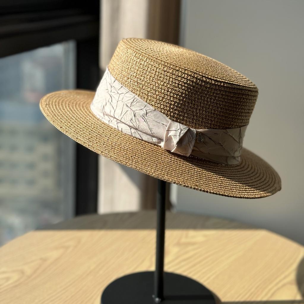 Flat Top Straw Top Hat Women Summer Travel Straw Hat Seaside Vacation Beach Hat