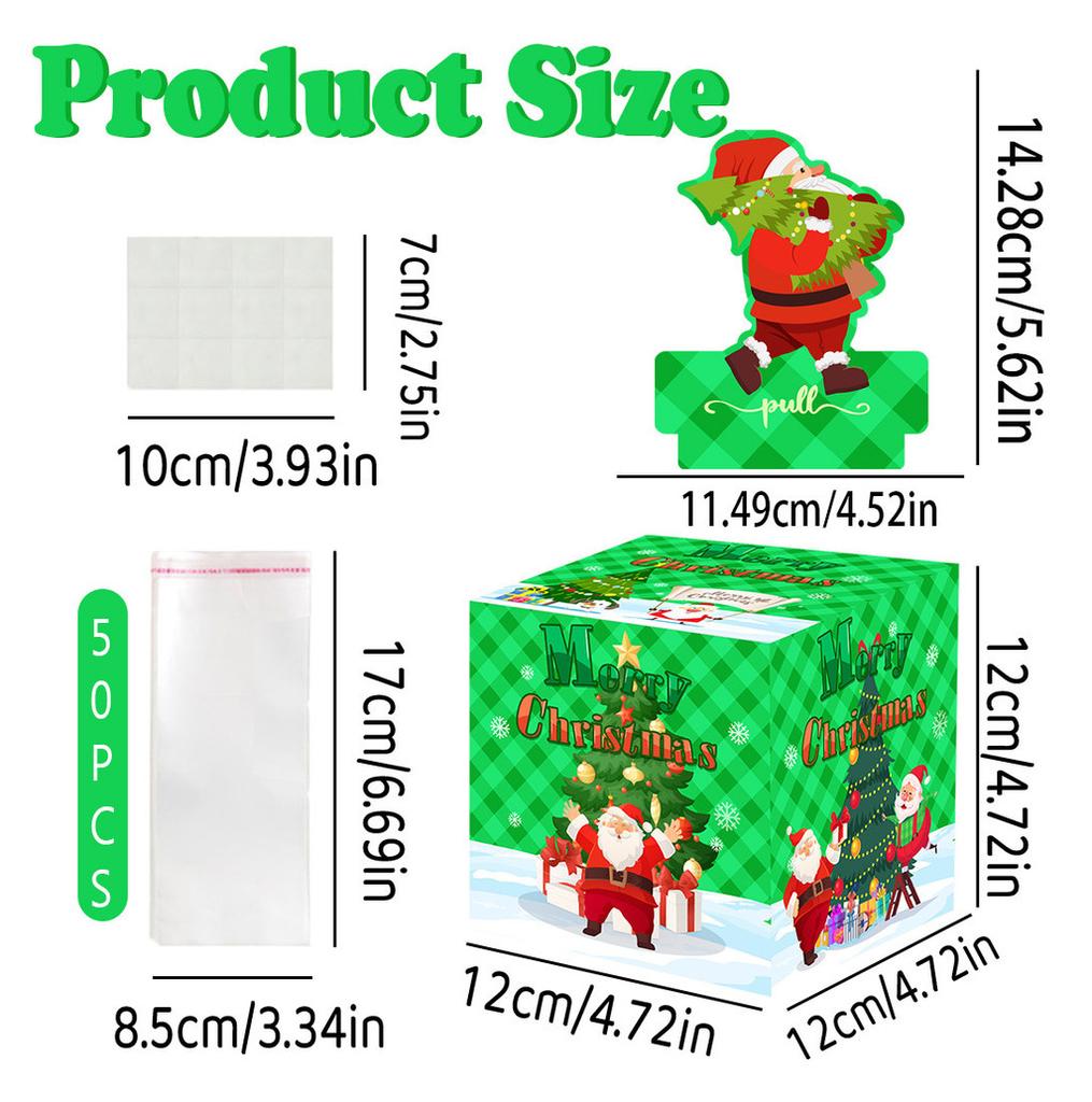 Christmas Green Checkered Tree Pattern Paper Gift Box Christmas Party Decor
