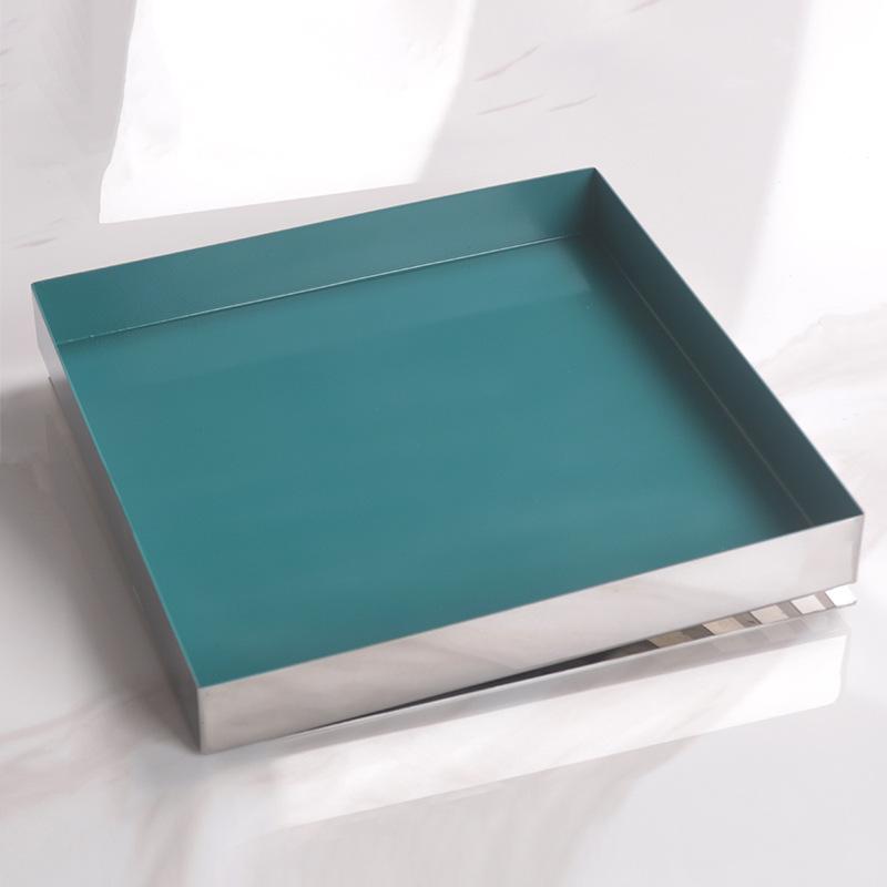 

Nordic Stainless Steel Jewelry Tray Colorful Square Oblique Metal Tray Fruit Tray Living Room Coffee Table Storage Tray Ornaments