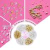 7-Grid Mixed Nail Art Kit: Rhinestones, Metal Bows, and Resin Pearls