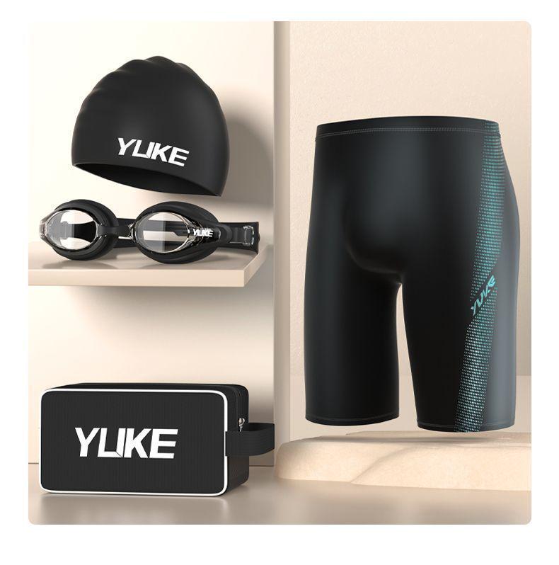 Men's Anti-Embarrassment Swim Trunks, Plus Size Square Leg Swimsuit for Hot Spring & Outdoor