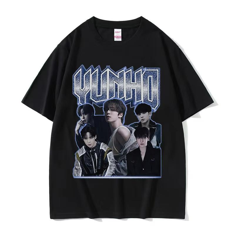 Summe Kpop Band Choi San Ateez Grafisk Dam Unisex Hip Hop Kläder Överdimensionerad Bomullstryckt T-shirt Andningsbar T-shirt