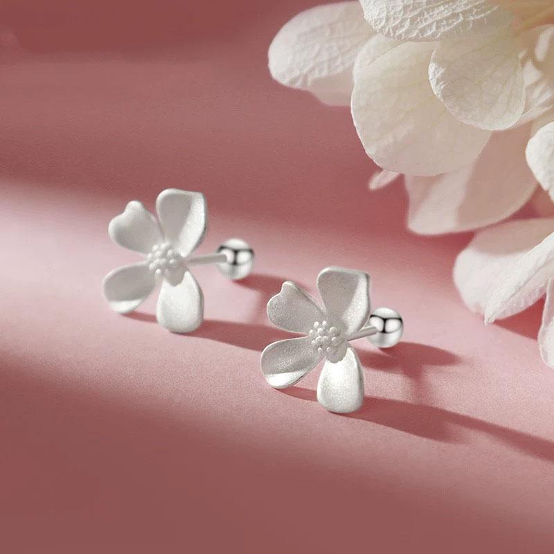 925 Sterling Silver Vintage Earrings For Women Trendy Simple Bump Flower Earring Jewelry Prevent Allergy Party Accessories Gift