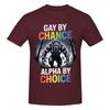 Gay By Chance Alpha By Choice Alpha Wolf Lgbt Lustige T-Shirts Grafik Y2k Sommer Rundhals Unisex Wounisex T-Shirt Tops