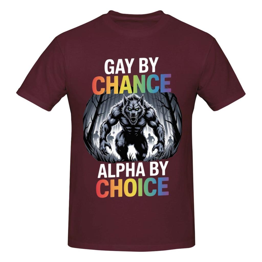Gay By Chance Alpha By Choice Alpha Wolf Lgbt Lustige T-Shirts Grafik Y2k Sommer Rundhals Unisex Wounisex T-Shirt Tops