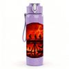 1PC Red Moon Landscape Art 750ml Color Plastic Sports Water Bottle Leakproof Flip Straw Lid Suitable for Sports Office Home Use