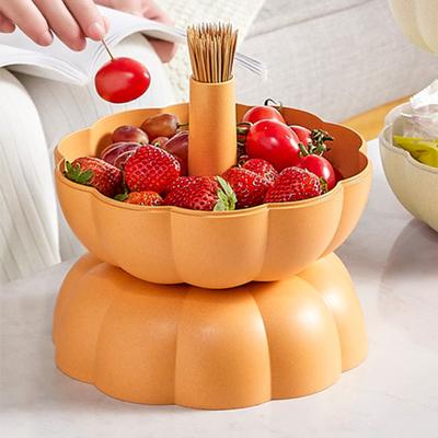 Creative Pumpkin Shape Storage Box Double Layers Snack Fruit Dish Candy Tray with Toothpick Storage Sundries Container Organizer