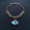 Blue Copper Turquoise Handmade Gemstone Necklace, 999 Copper Wire Wrapped Necklace Antique Jewelry, For Engagement Gift