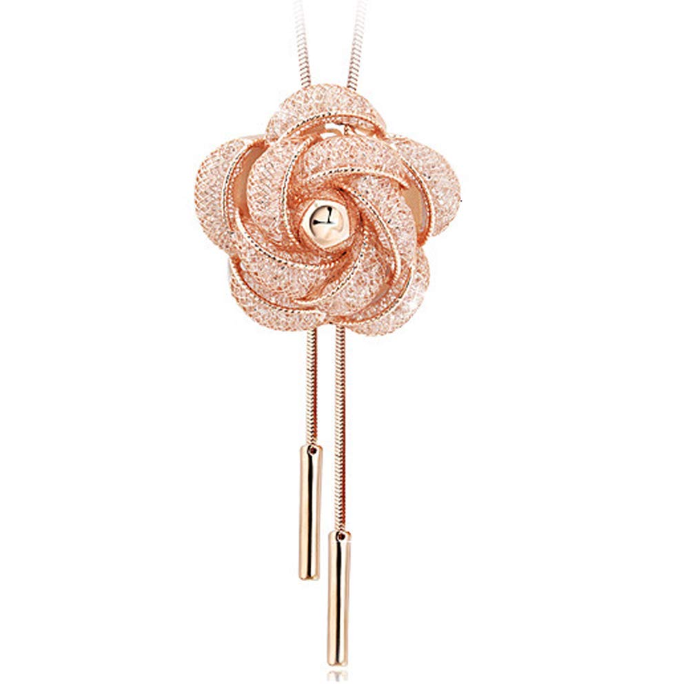 

Lariat Rose Flower Long Necklace Elegant Accessory Gift for Party [DAZZARRY] Women s