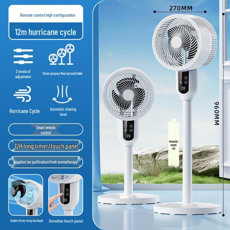 Smart Remote-Controlled Oscillating Electric Fan: Low Noise Floor & Table Air Circulation Fan