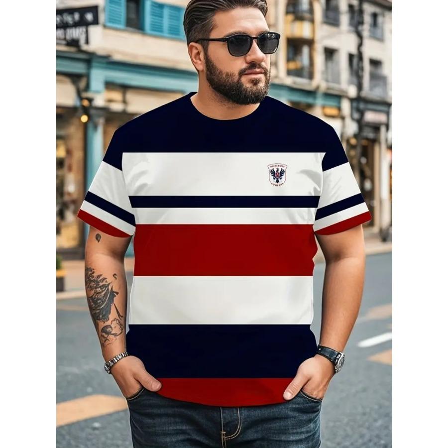 Pánské tričko nadměrné velikosti XL-7XL s krátkým rukávem a kulatým výstřihem, vintage ležérní, velké velikosti