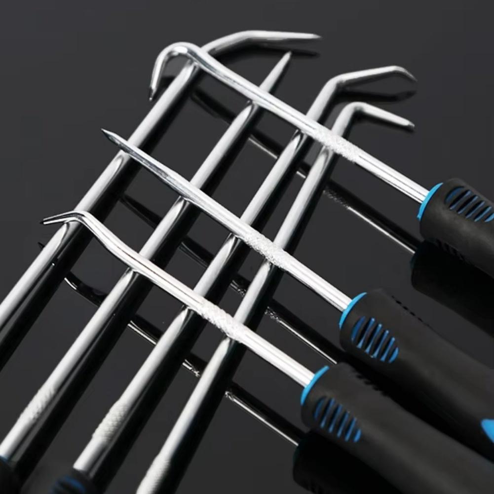 Dichtring-Abzieher-Set mit 4 Stück, inklusive gebogener, abgewinkelter und gerader Haken zum mechanischen Hebeln und Entfernen von Befestigungselementen